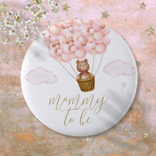Mummy To Be Teddy Bear Pink Girl Baby Shower 6 Cm Round Badge