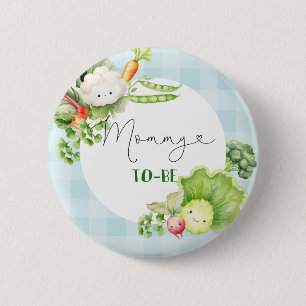 Mummy to be vegetables blue locally grown baby 6 cm round badge