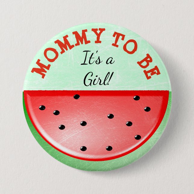 Mummy to be Watermelon Themed Baby  Shower Button (Front)