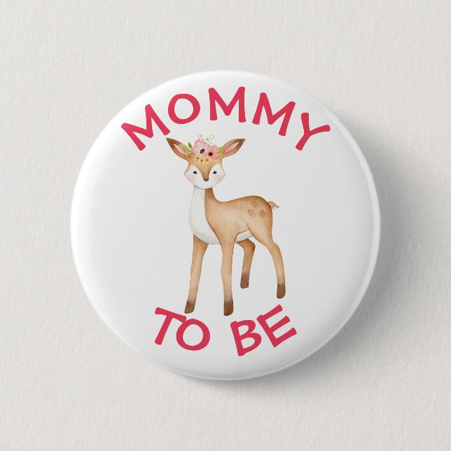 Mummy to be Woodland Animals Baby Shower Button (Front)