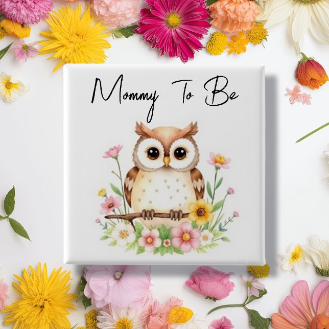Mummy To Be | Woodland Themed Baby Shower 15 Cm Square Badge (Creator Uploaded)