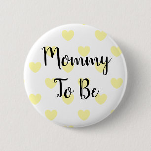 Mummy to be Yellow Hearts Baby Shower Button