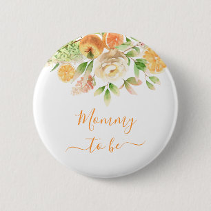 Mummy To Be Yellow Rose Floral Greenery New Mother 6 Cm Round Badge