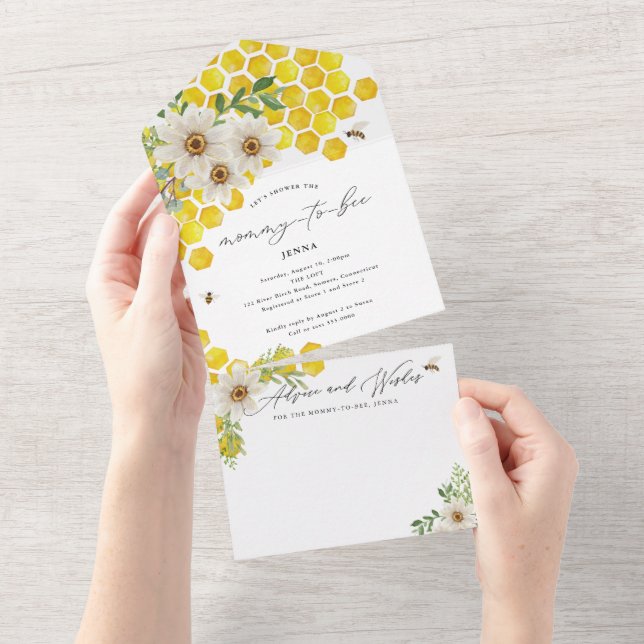 Mummy to Bee All In One Baby Shower Invitation (Tearaway)