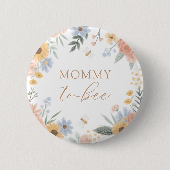 Mummy to Bee Baby Shower 6 Cm Round Badge (Front)