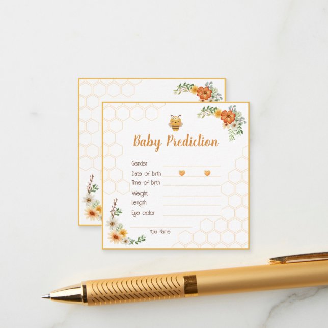 Mummy To Bee Baby Shower Baby Prediction Enclosure Card (Front/Back In Situ)