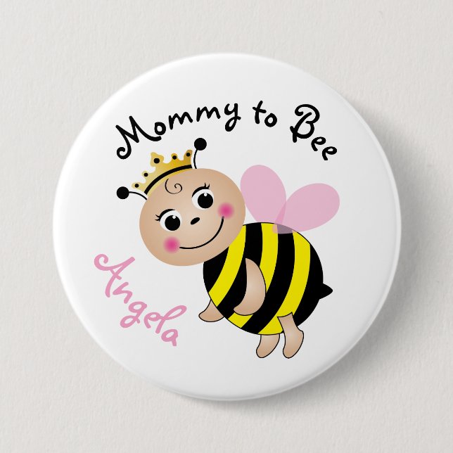 Mummy to Bee Baby Shower Button Pin (Front)