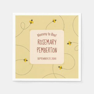 Mummy to Bee Baby Shower Buzzing Bees Gold Napkin