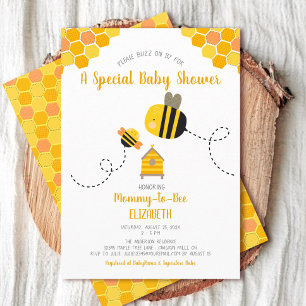 Mummy to Bee Baby Shower Gender Neutral Cute Sweet Invitation
