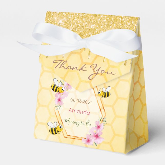 Mummy to Bee Baby shower glitter drips thank you Favour Box (Front Side)