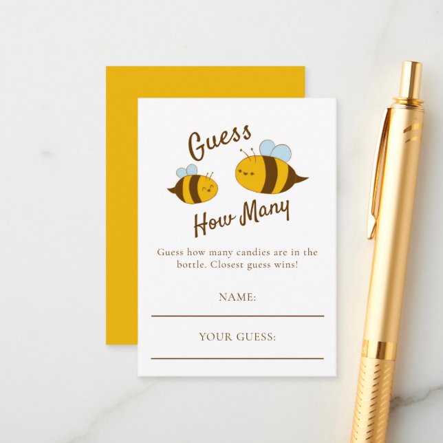 Mummy to Bee Baby Shower Guess How Many Game Enclosure Card (Front/Back In Situ)