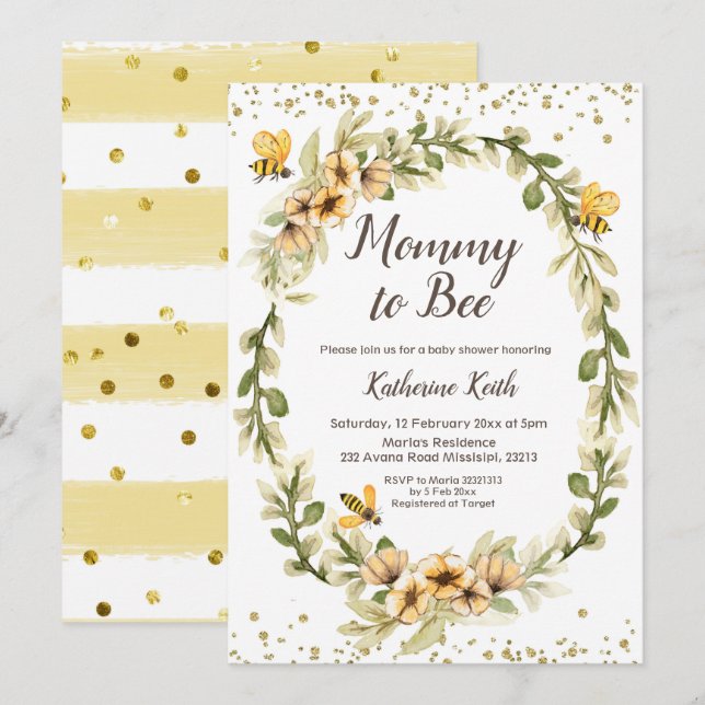 Mummy to Bee Baby Shower Invitation (Front/Back)
