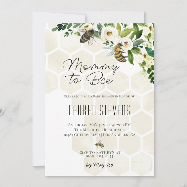 Mummy to Bee Baby Shower Invitation (Front)