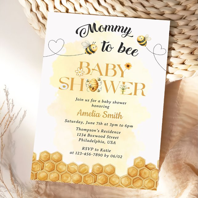 Mummy To Bee Baby Shower Invitation (Creator Uploaded)