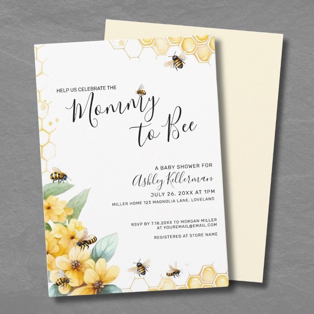 Mummy To BEE Baby Shower Invitation (BEE Baby Shower Invitation)
