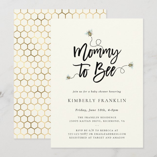 Mummy To Bee Baby Shower Invitation (Front/Back)