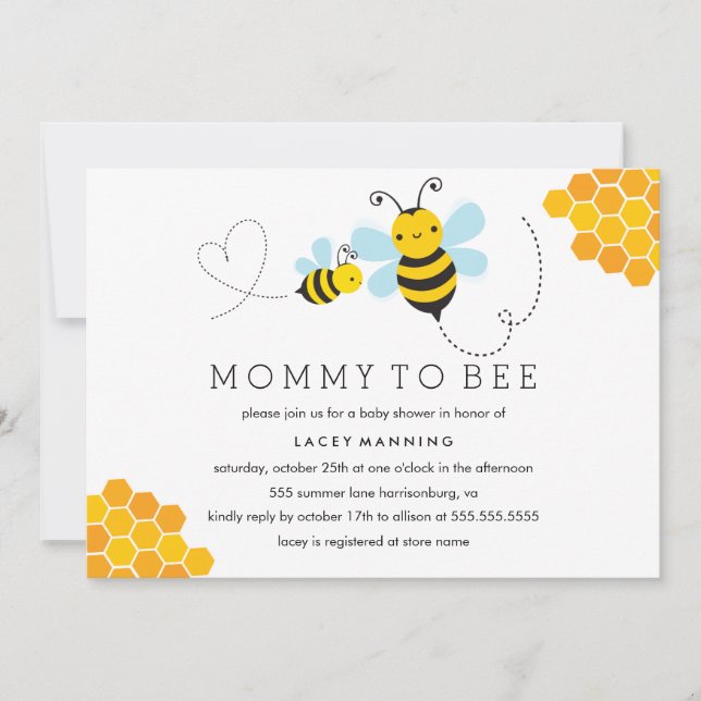 Mummy To Bee Baby Shower Invitation (Front)