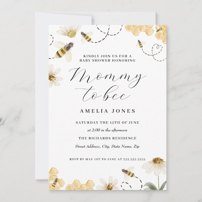 Mummy To Bee Baby Shower  Invitation (Front)