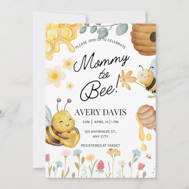 Mummy to Bee Baby Shower Invitation  (Front)
