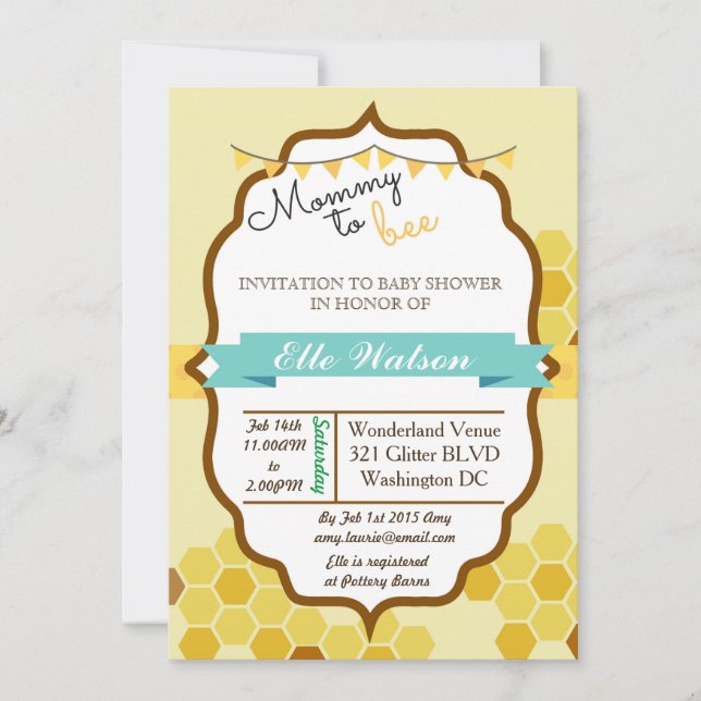 Mummy to Bee Baby Shower Invitations (Front)