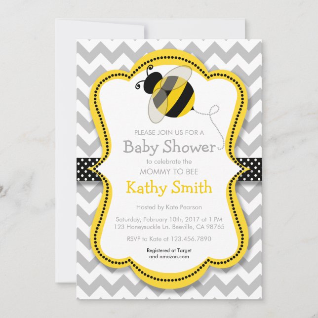 Mummy to Bee Baby Shower Invitations (Front)