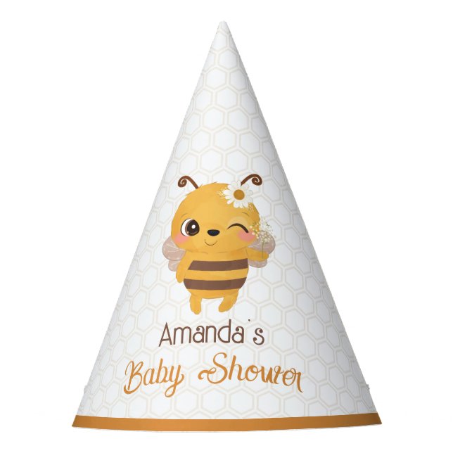 Mummy To Bee Baby Shower  Party Hat (Front)