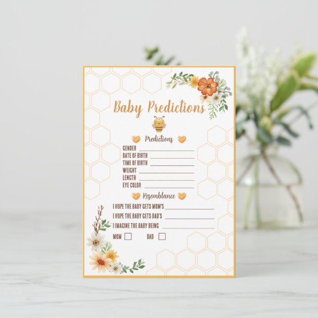 Mummy to Bee Baby Shower Predictions Game Enclosure Card (Standing Front)