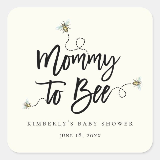 Mummy To Bee Baby Shower Square Sticker (Front)
