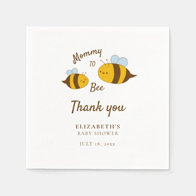 Mummy to Bee Baby Shower Thank you Cute Yellow Napkin (Front)