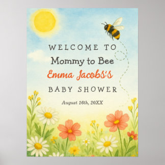 Mummy To Bee Baby Shower Welcome Poster