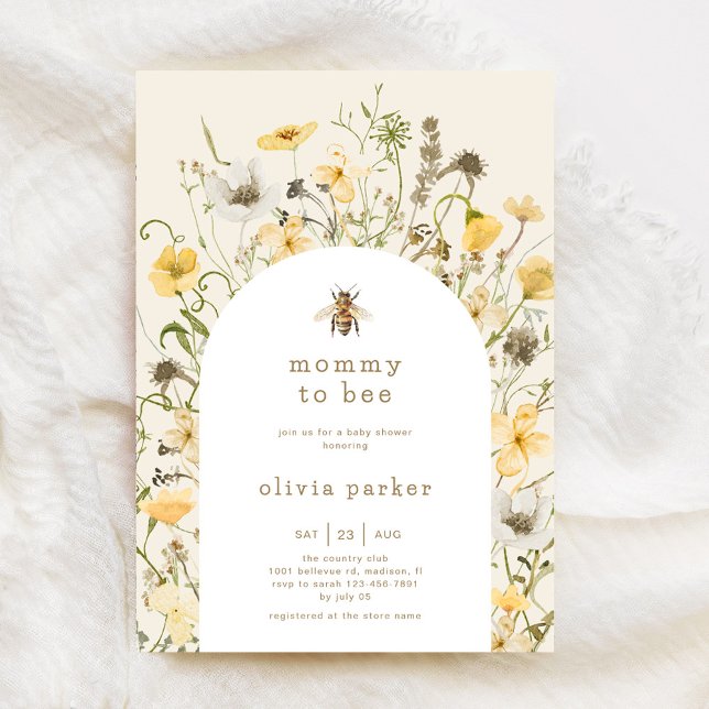 Mummy To Bee Baby Shower Wildflower Invitation (Creator Uploaded)