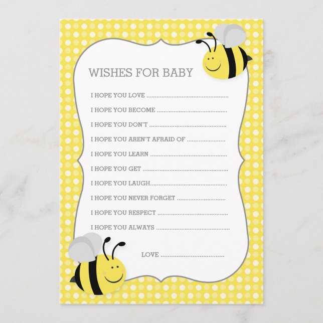 Mummy to Bee Baby Shower Wishes For Baby Advice Card (Front)