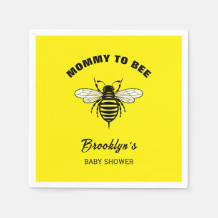Mummy To Bee Baby Shower Yellow Black Cool Stylish Napkin