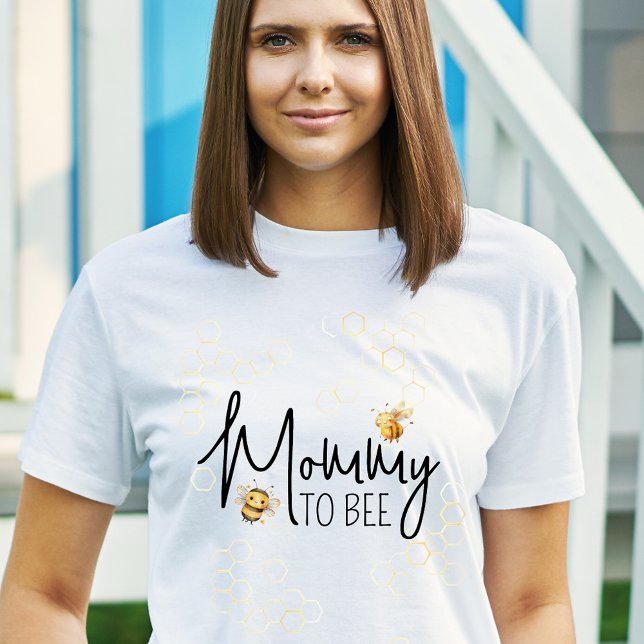 Mummy to Bee Baby Shower Yellow Black Script T-Shirt (Creator Uploaded)