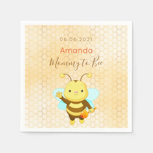Mummy to Bee Baby shower yellow cute Napkin (Front)
