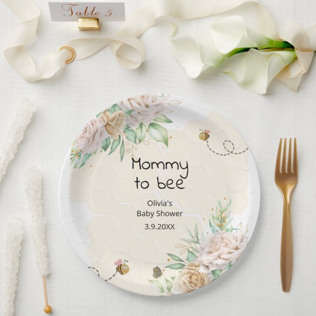 Mummy to bee bumble bee baby shower paper plates (Wedding)