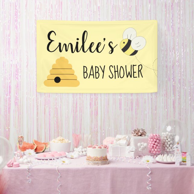 Mummy To Bee Bumble Bee Girl Baby Shower Banner (Party)