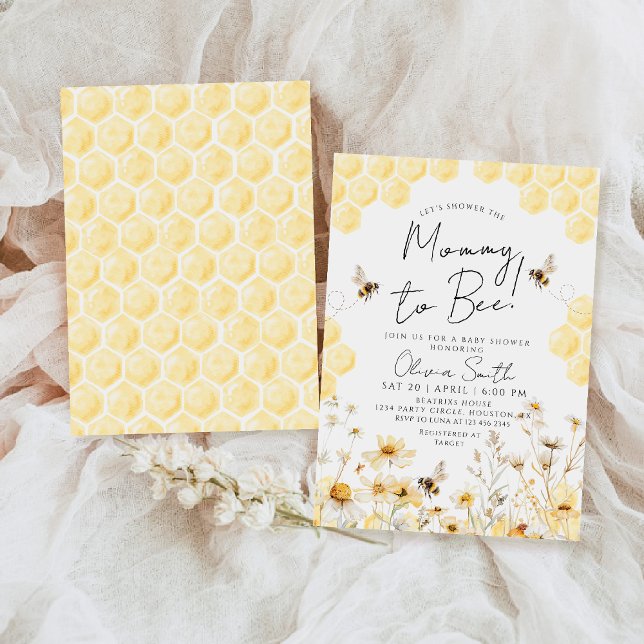 Mummy to Bee Bumble Wildlfower Spring Baby Shower  Invitation (Creator Uploaded)
