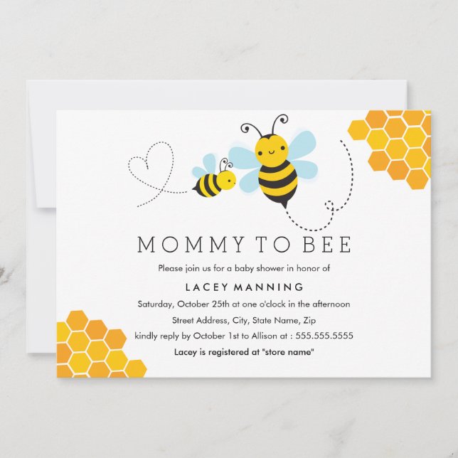 Mummy To Bee Chevron Baby Shower Invitation (Front)