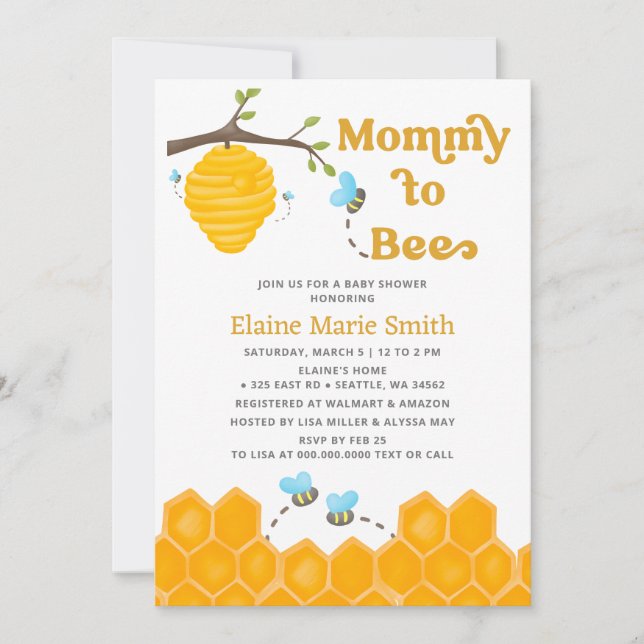 Mummy to Bee Cute Honey Bee Baby Shower Invitation (Front)