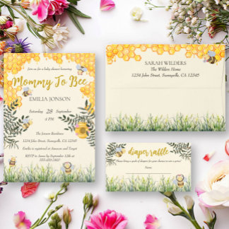 Mummy to Bee Cute Watercolor Boho Baby Shower Envelope