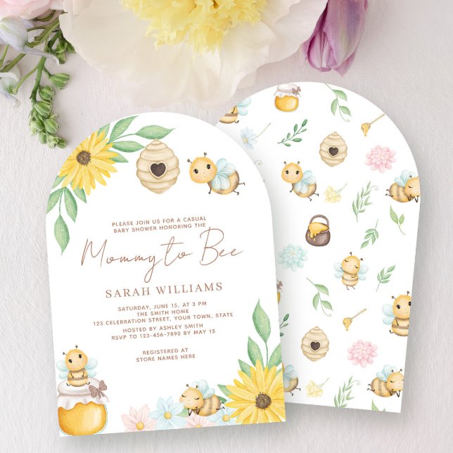 Mummy to Bee Cute Watercolor Bumblebee Baby Shower Invitation (Creator Uploaded)