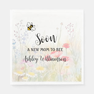 Mummy-to-Bee Floral Baby Girl Shower  Napkin