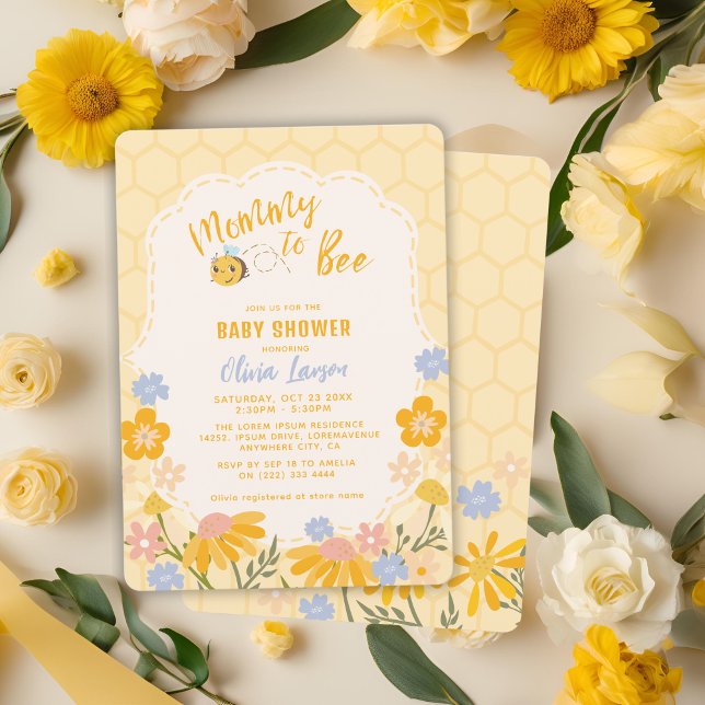 Mummy to Bee floral Gender Neutral Baby Shower  Invitation (Creator Uploaded)