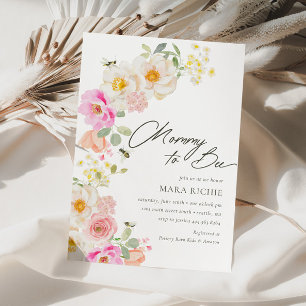 Mummy to Bee   Floral Watercolor Baby Shower Invitation