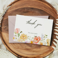 Mummy to Bee Floral Watercolor Flat Thank You Card
