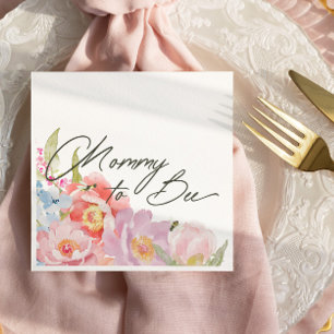 Mummy to Bee Floral Watercolor  Napkin