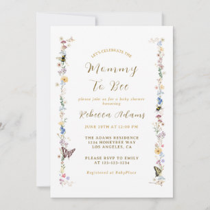 Mummy to Bee Garden Party Wildflower Baby Shower Invitation