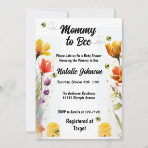 Mummy to Bee Gender Neutral Baby Shower  Invitation
