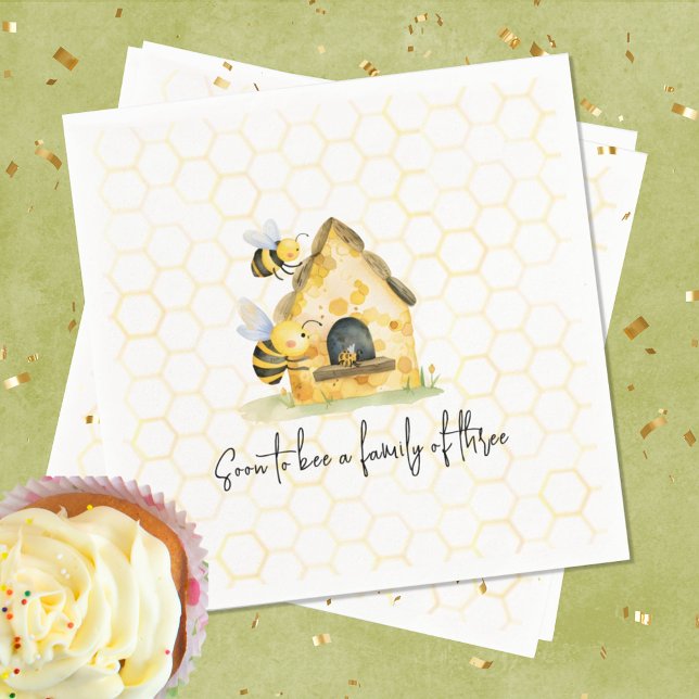 Mummy to Bee Gender Neutral Honeycomb  Baby Shower Napkin (Creator Uploaded)